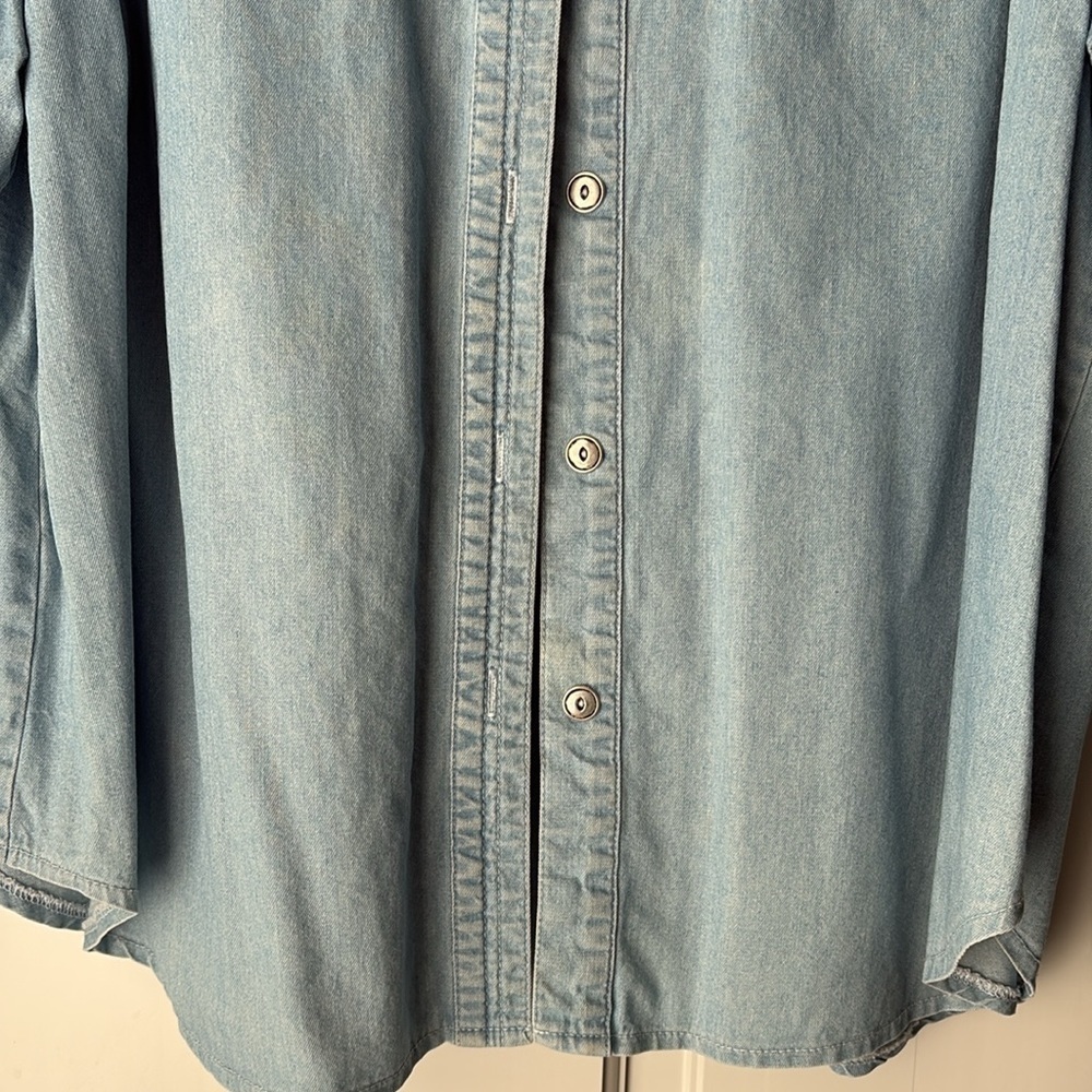 Vintage Blast Light Blue Western Denim 100% Cotton Button-Up Shirt - 2X - Picture 4 of 6